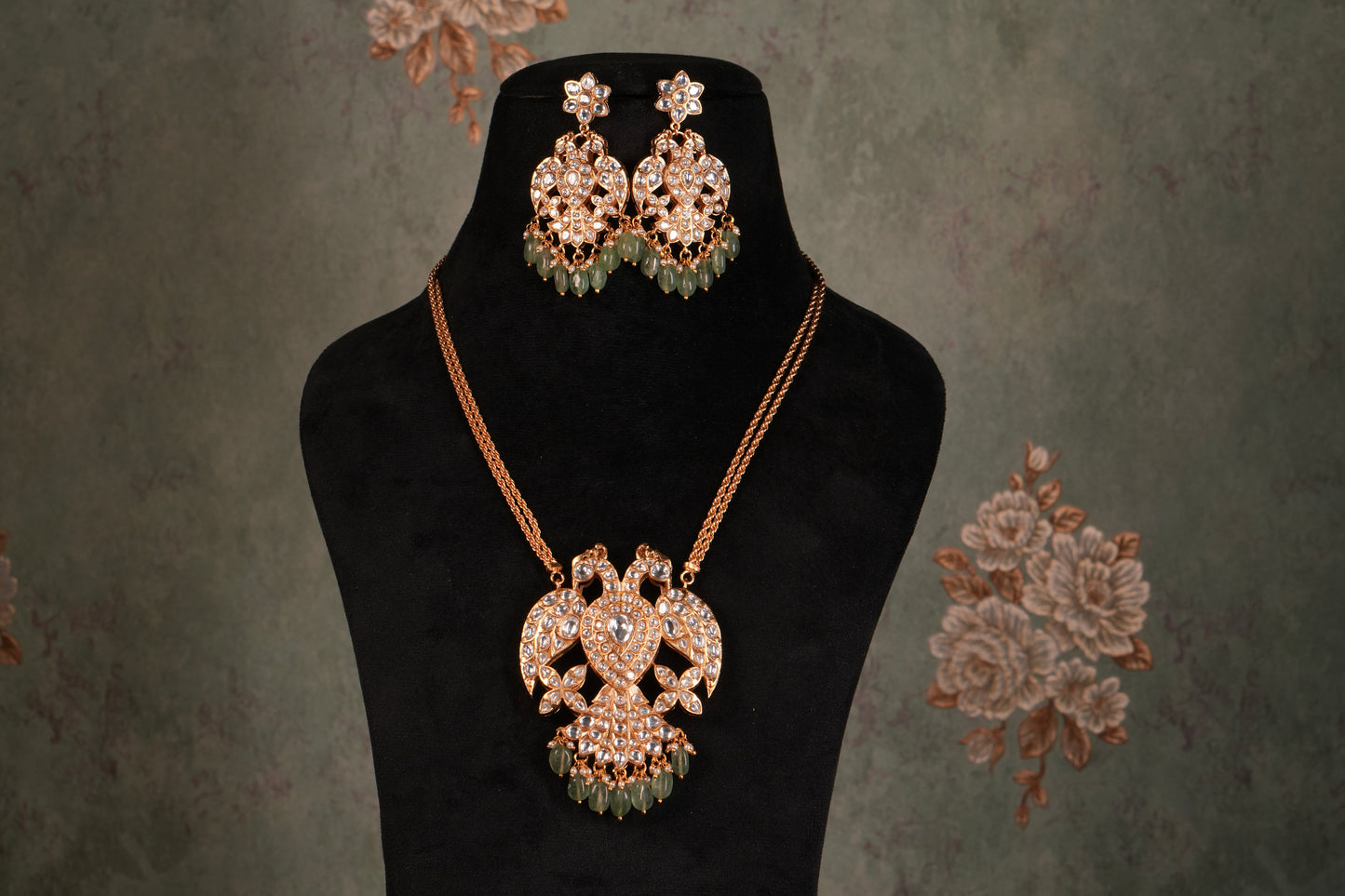 Polki Bird Pendant Set (4-9067)(B)
