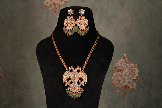 Polki Bird Pendant Set (4-9067)(B)