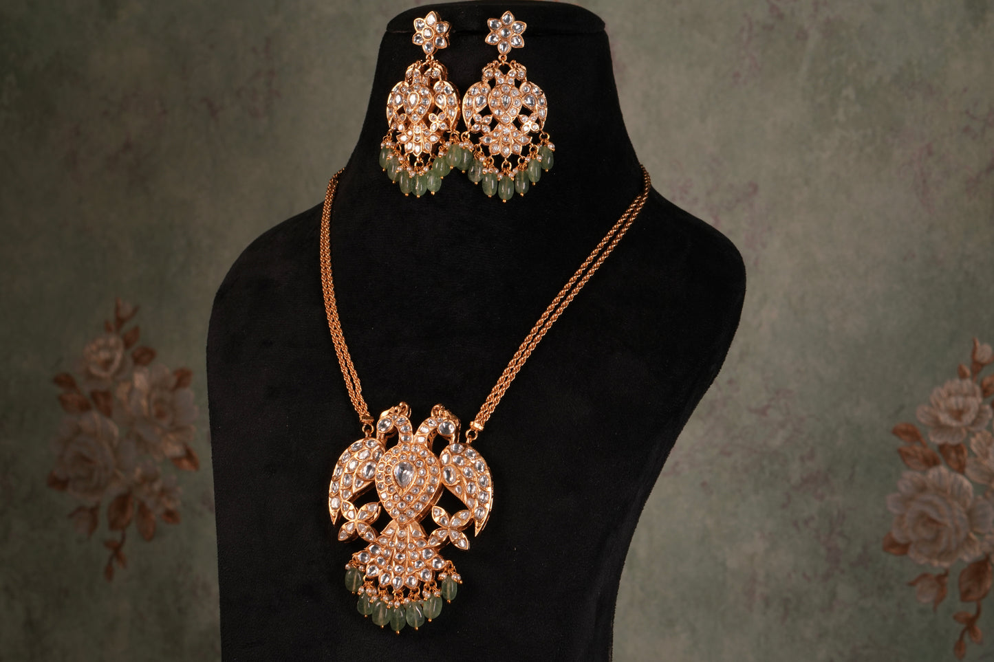Polki Bird Pendant Set (4-9067)(B)