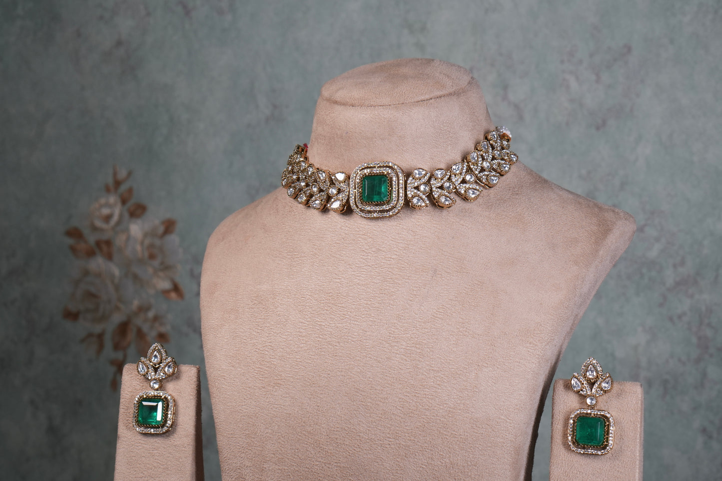 Green Stone Polki Choker Set (4-9069)(B)(already discounted) - JEWELSTYLE