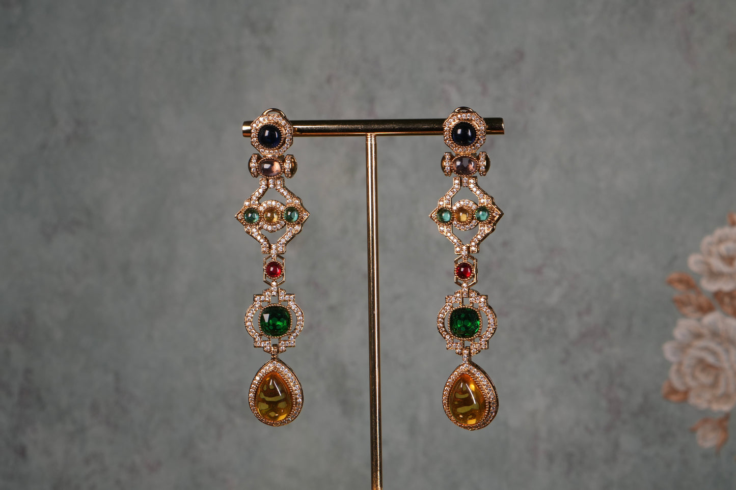 AD Stone Earrings (1-5129)(B)