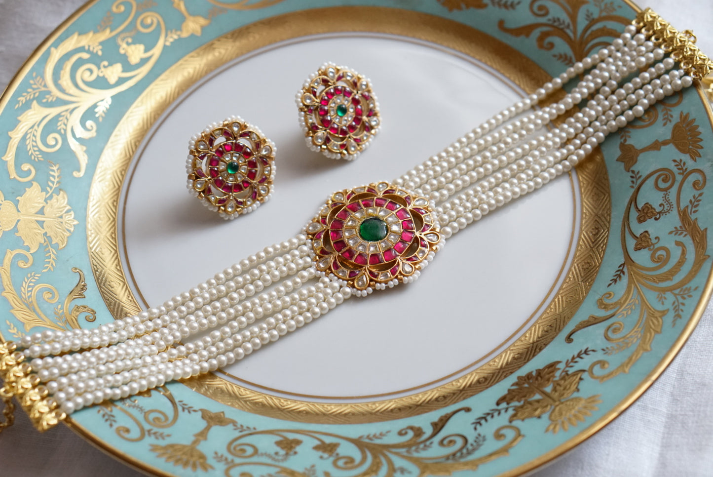 Kundan choker set (4-7241)(R)(PREORDER)