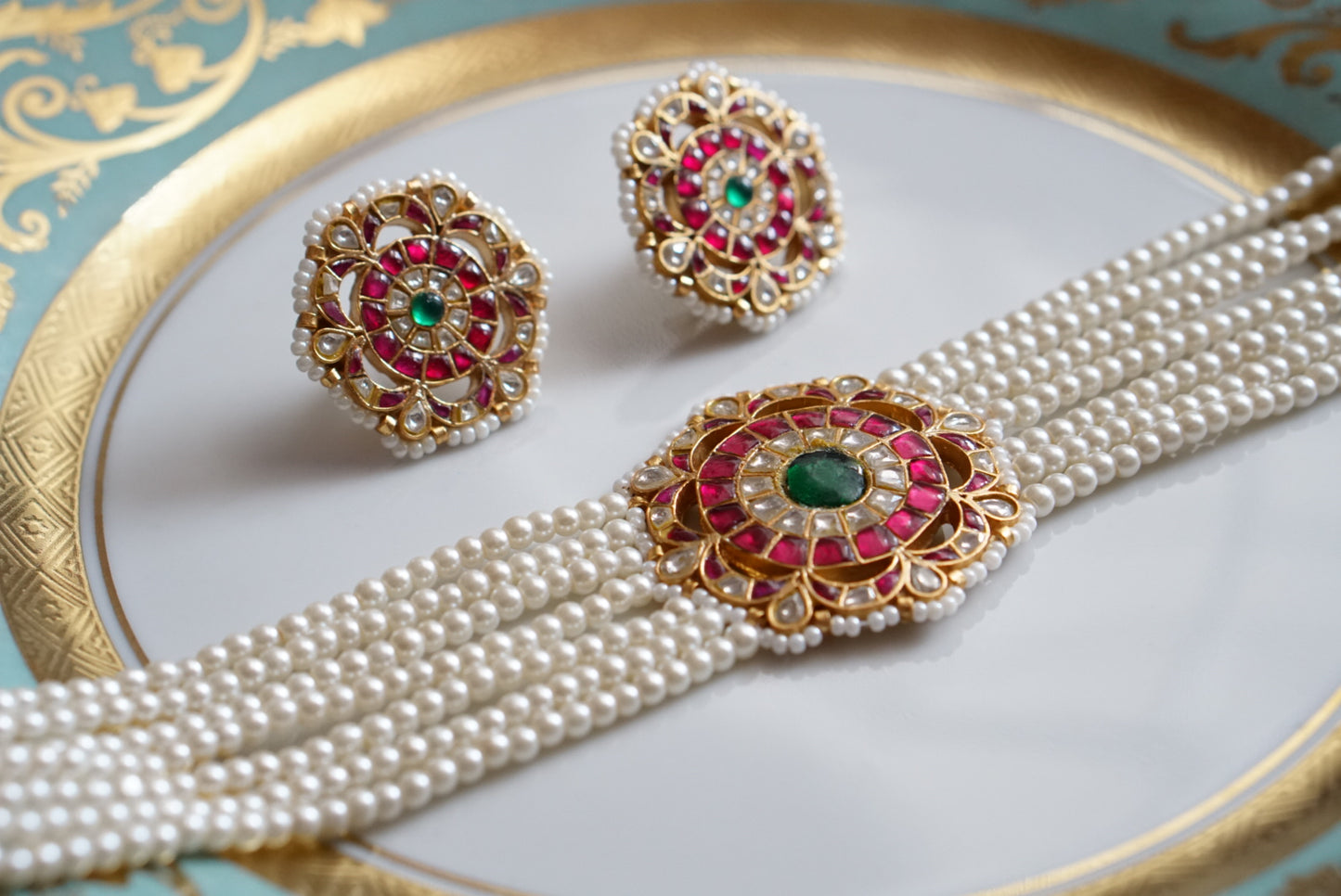 Kundan choker set (4-7241)(R)(PREORDER)