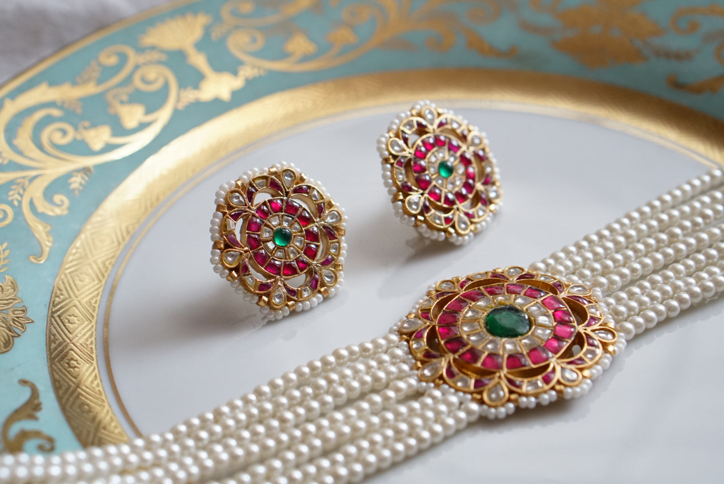 Kundan choker set (4-7241)(R)(PREORDER)