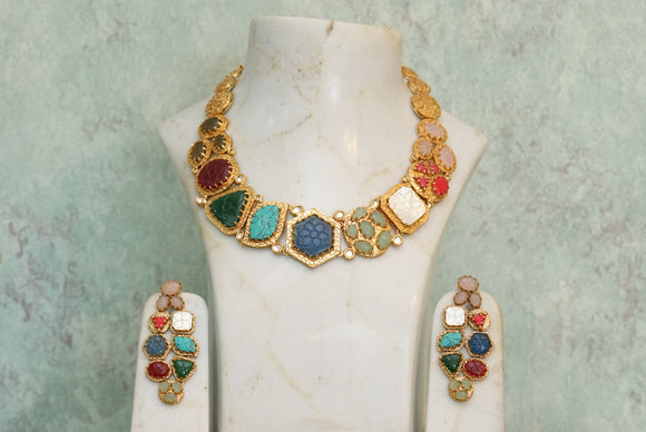 Kundan necklace set (4-6911)(R)