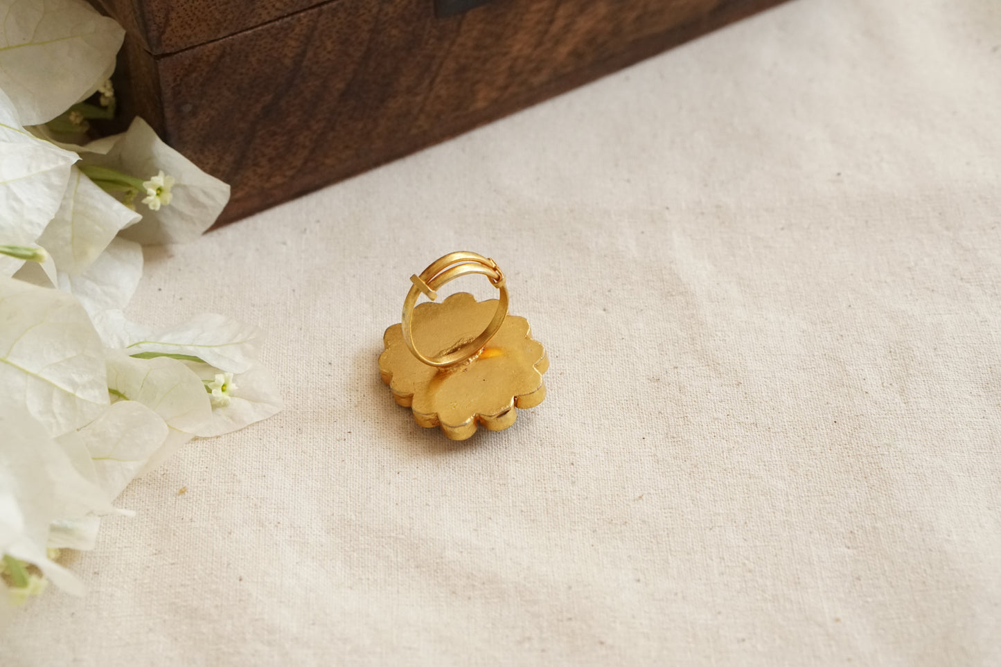 Green stone kundan Ring (6-325)(R)(Preorder)