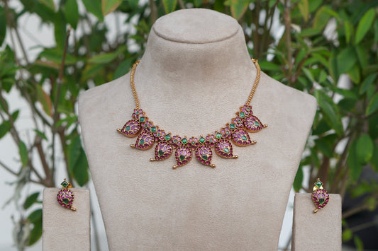 Kempu kundan Mango Necklace Set (4-9079)(AK)