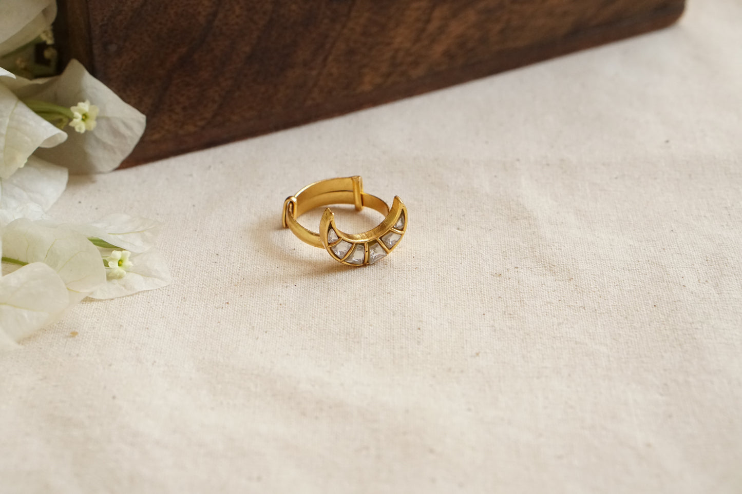 Small Kundan Chand Ring (6-321)(R)(PREORDER) - JEWELSTYLE