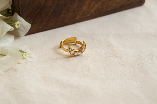 Small Kundan Chand Ring (6-321)(R)(PREORDER) - JEWELSTYLE