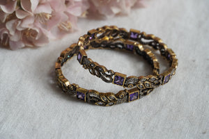 Purple stone Banglesin 2’6 size (3-421)(AK)