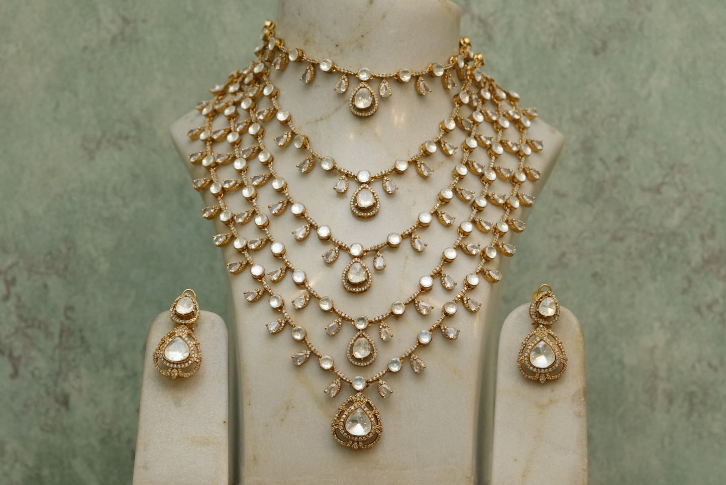 5 line Polki necklace set (4-7245)(B)(made in 20days) - JEWELSTYLE