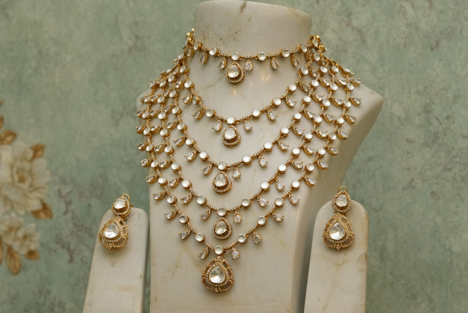 5 line Polki necklace set (4-7245)(B)(made in 20days) - JEWELSTYLE