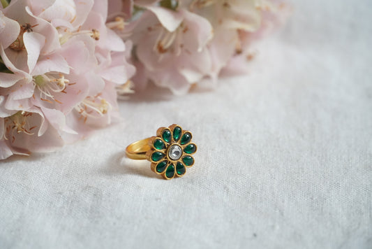 Small Kundan Ring (6-272)(AK) - JEWELSTYLE