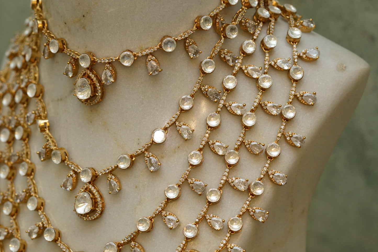 5 line Polki necklace set (4-7245)(B)(made in 20days) - JEWELSTYLE