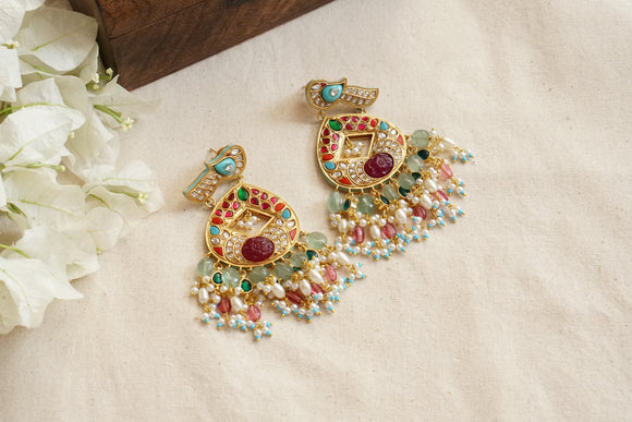 Bird Kundan earrings (1-4714)(R)