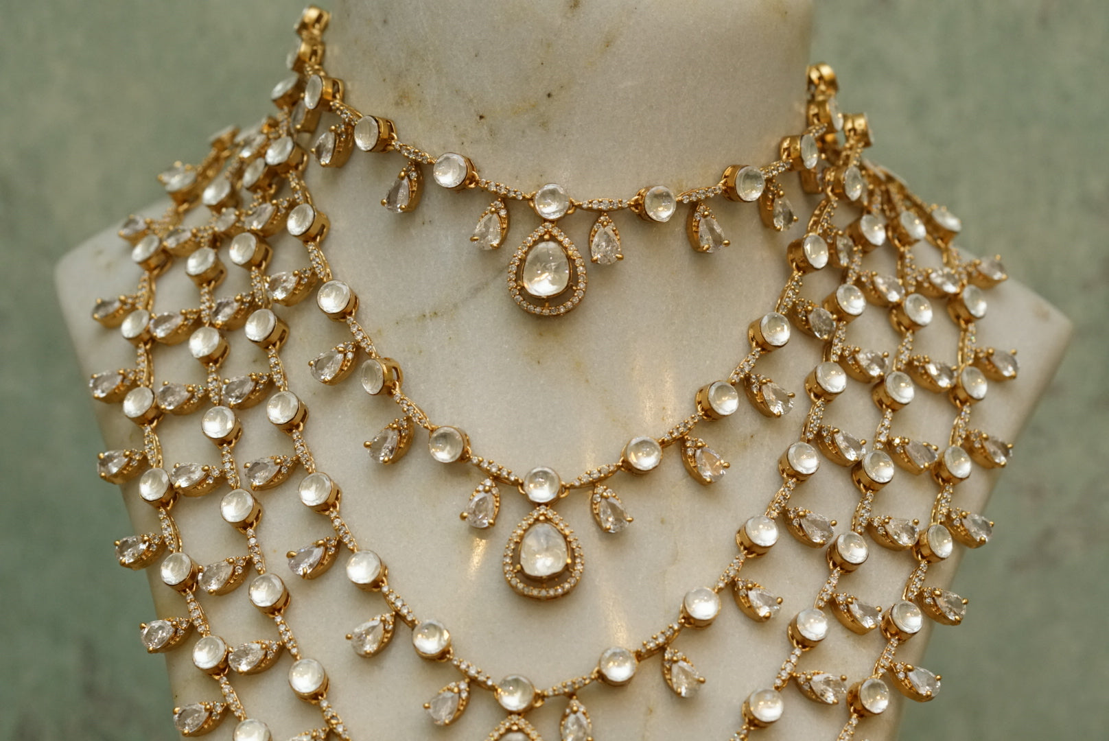5 line Polki necklace set (4-7245)(B)(made in 20days) - JEWELSTYLE