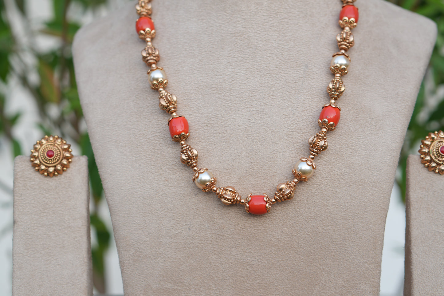 Antique Coral Necklace Set (4-9083)(AK) - JEWELSTYLE
