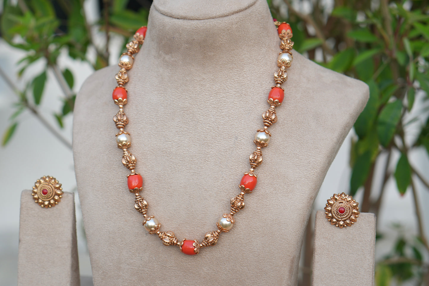 Antique Coral Necklace Set (4-9083)(AK) - JEWELSTYLE