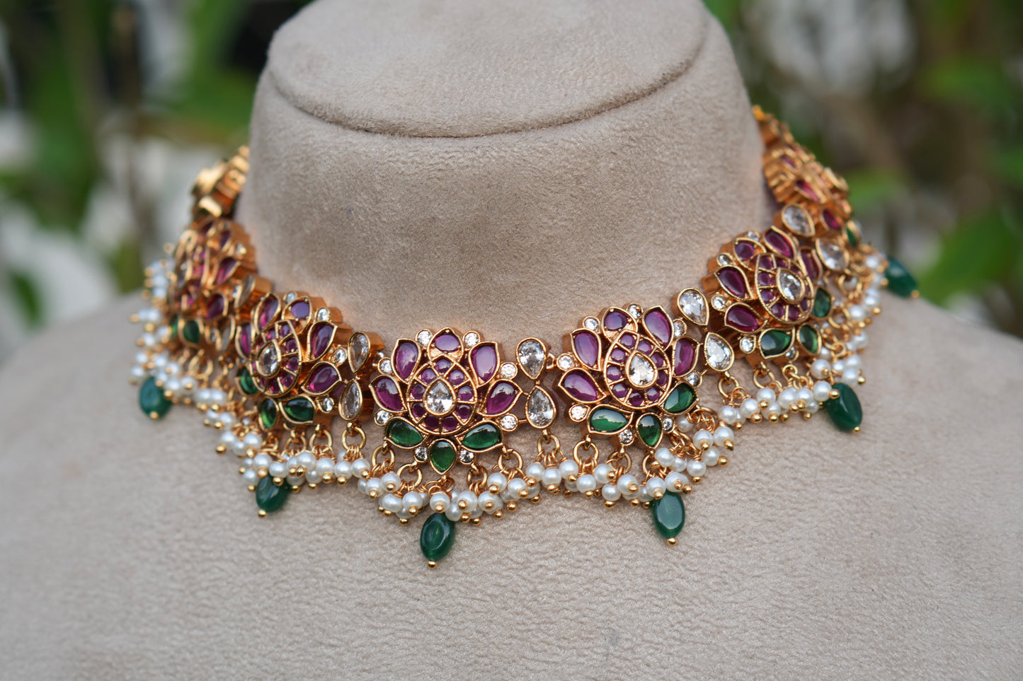 Kempu Kundan  Necklace Set (4-9081)(AK)