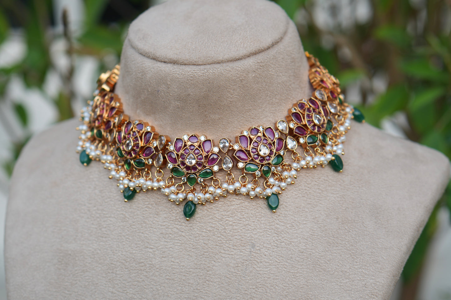 Kempu Kundan  Necklace Set (4-9081)(AK)