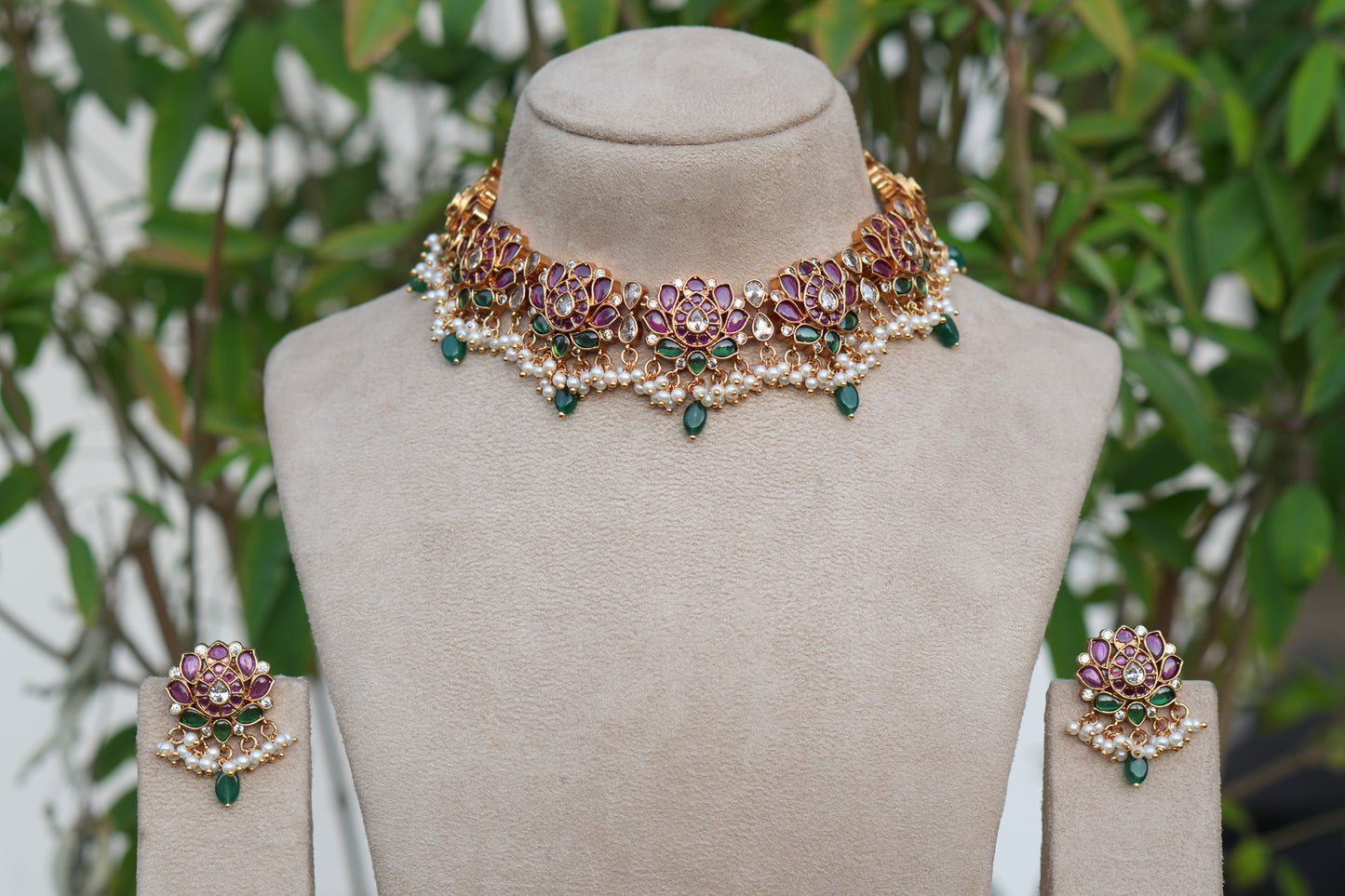 Kempu Kundan  Necklace Set (4-9081)(AK)