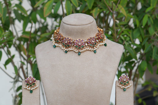 Kempu Kundan  Necklace Set (4-9081)(AK)