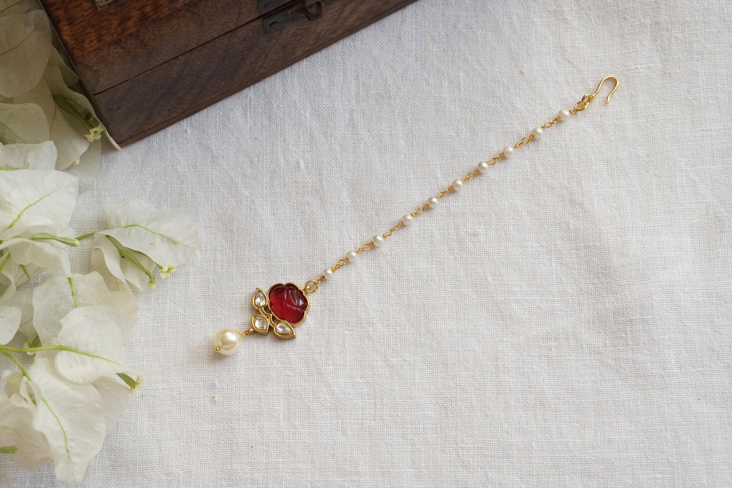 Small Kundan Maangtikka(5-1549)(R) - JEWELSTYLE
