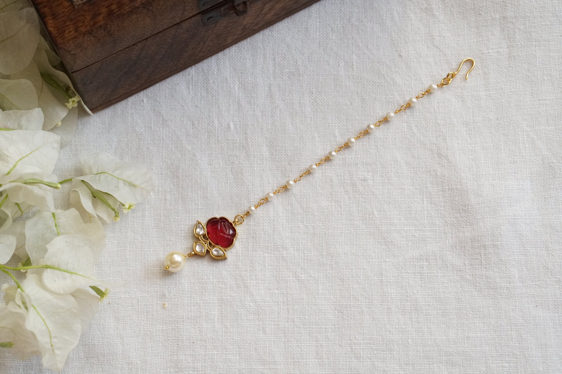 Small Kundan Maangtikka(5-1549)(R) - JEWELSTYLE