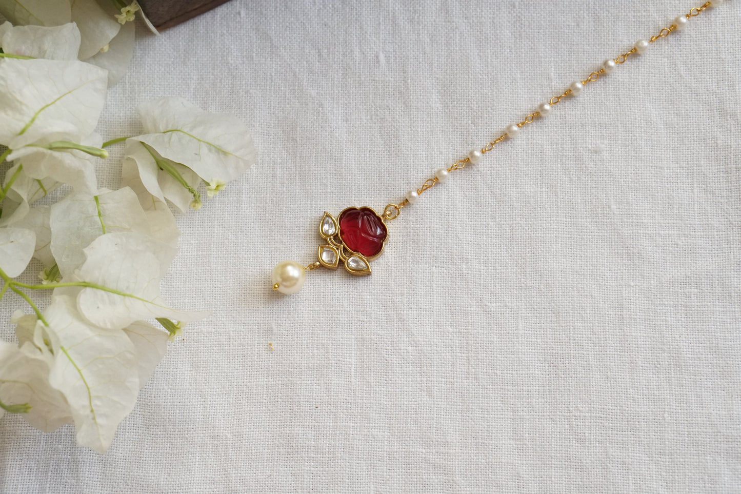 Small Kundan Maangtikka(5-1549)(R) - JEWELSTYLE