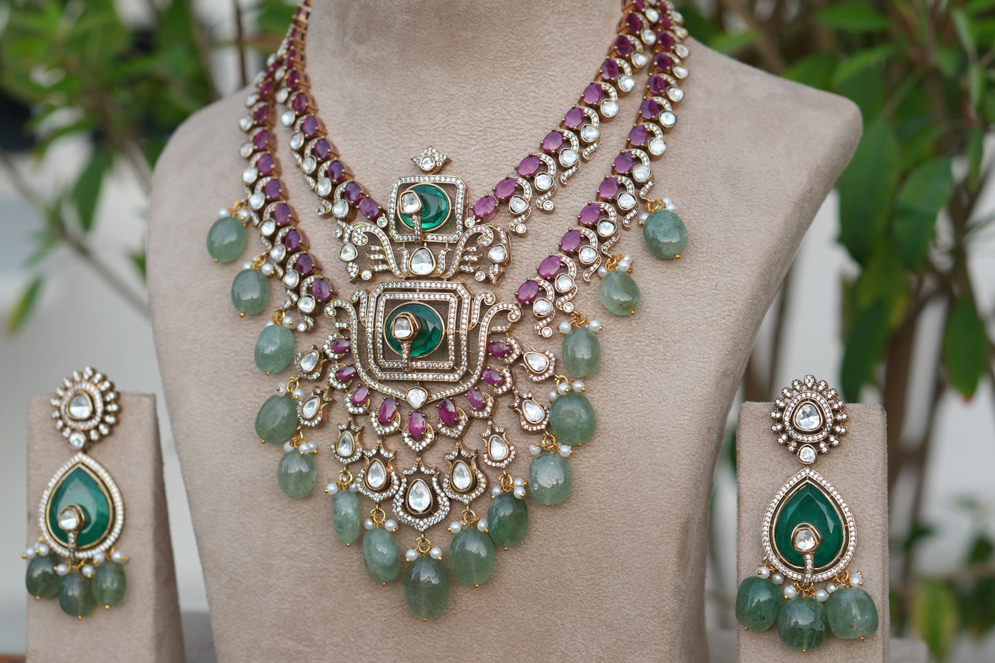 Polki Necklace Set (4-9087)(B)