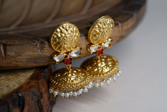 Kundan golden Earring (1-3467)(R)