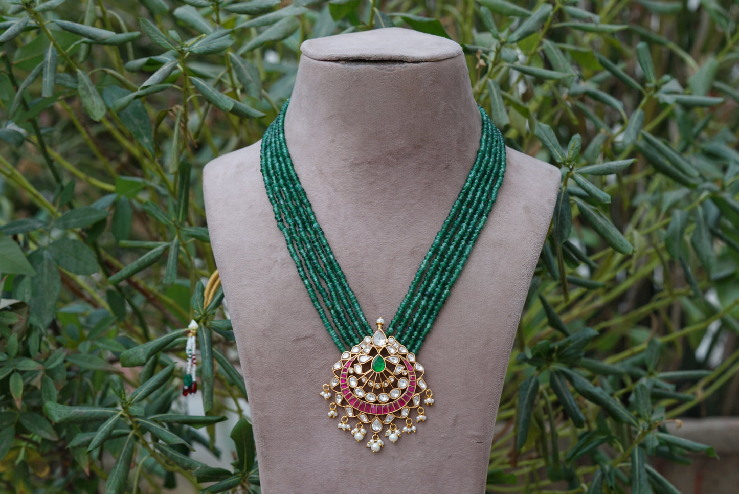 Kundan pendant necklace (4-6559)(R)(preorder) - JEWELSTYLE