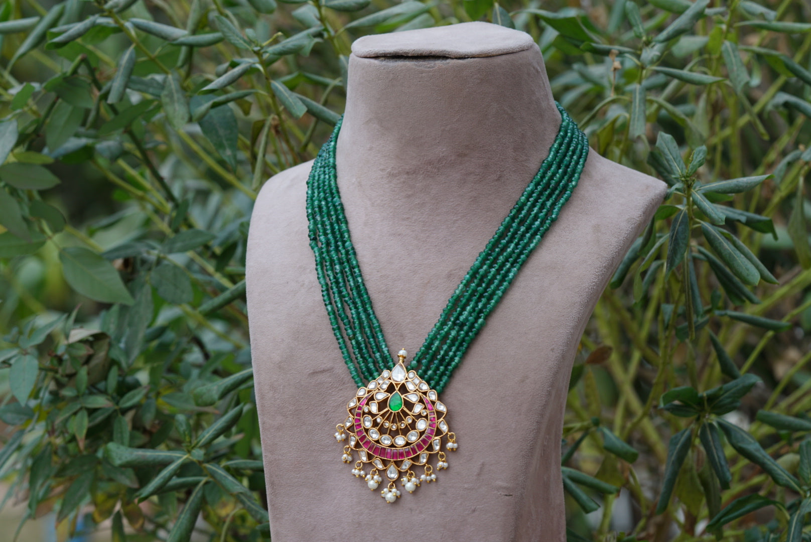 Kundan pendant necklace (4-6559)(R)(preorder) - JEWELSTYLE