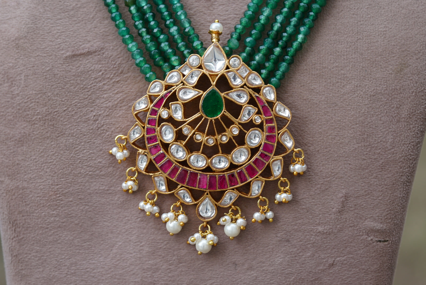Kundan pendant necklace (4-6559)(R)(preorder) - JEWELSTYLE