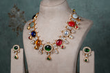 Navratan Kundan Necklace Set (4-9092)(R) - JEWELSTYLE