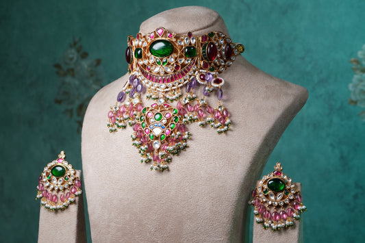 Kundan Choker Set (4-9093)(R) - JEWELSTYLE