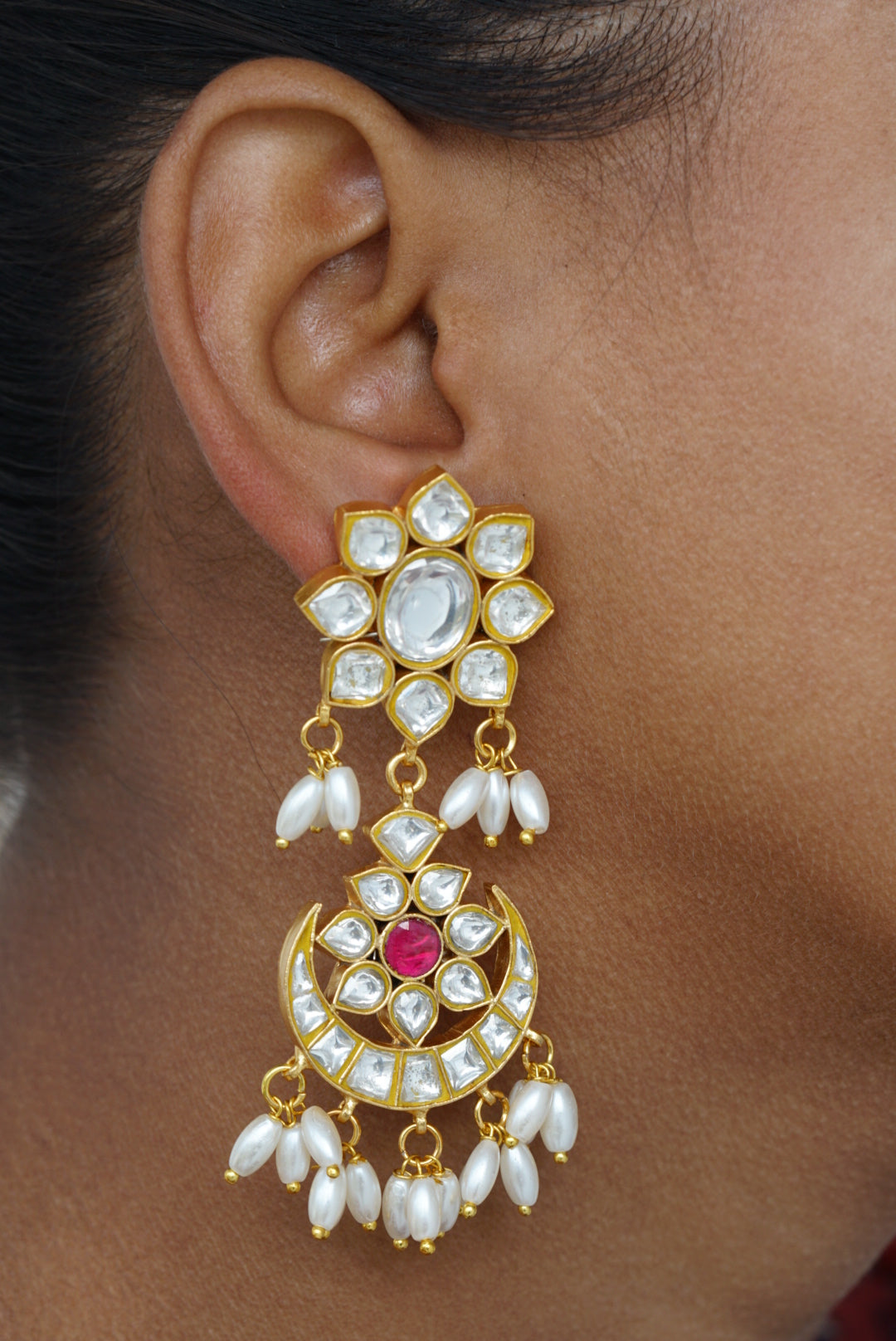 kundan earring (1-3333)(R)(already discounted) - JEWELSTYLE