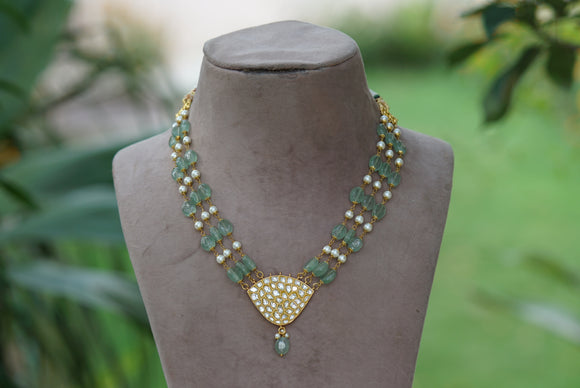 Kundan beads pendant necklace (4-5481)(R)(preorder)