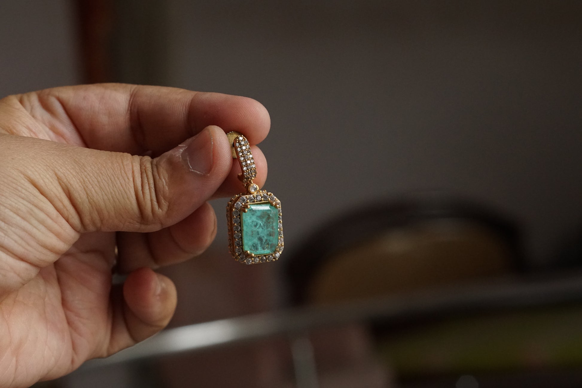 Green Stone AD Necklace Set  (4-9097)(B) - JEWELSTYLE