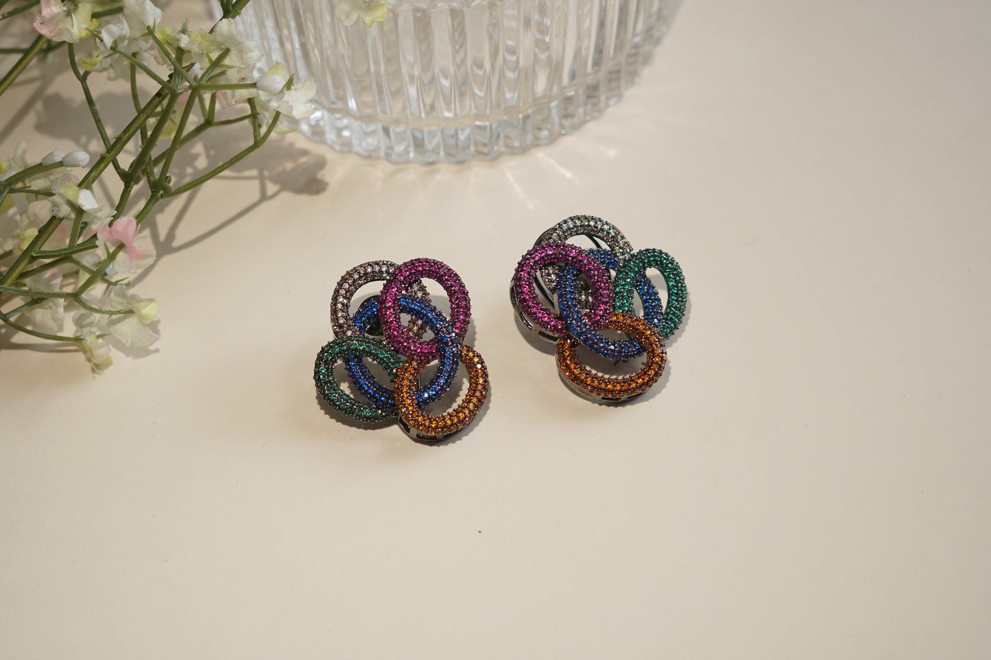 AD stone earrings (1-5208)(B)(From Turkey) - JEWELSTYLE