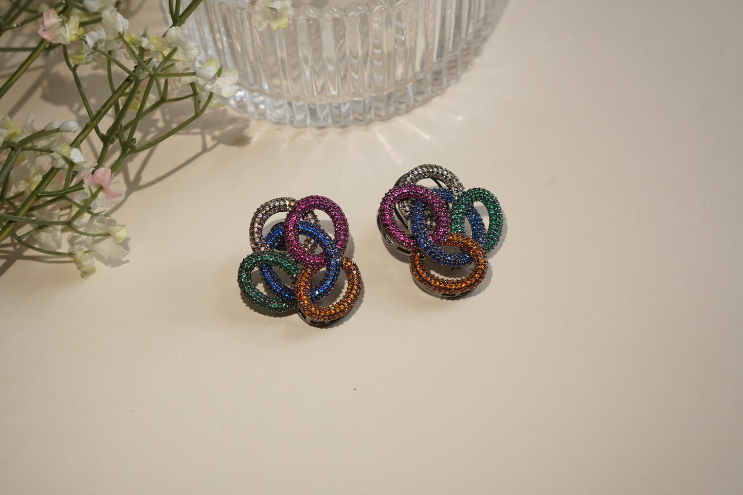 AD stone earrings (1-5208)(B)(From Turkey) - JEWELSTYLE