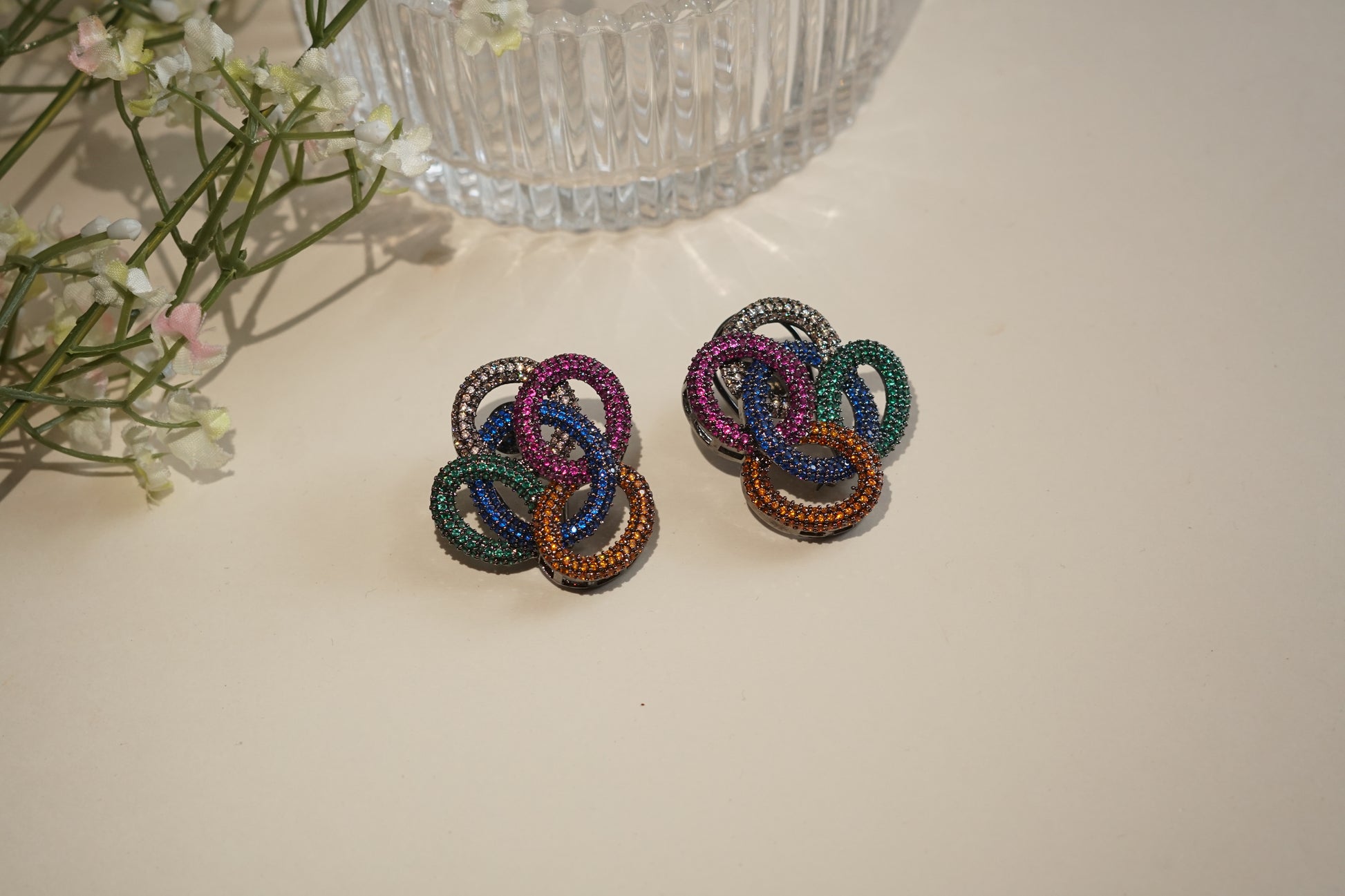 AD stone earrings (1-5208)(B)(From Turkey) - JEWELSTYLE