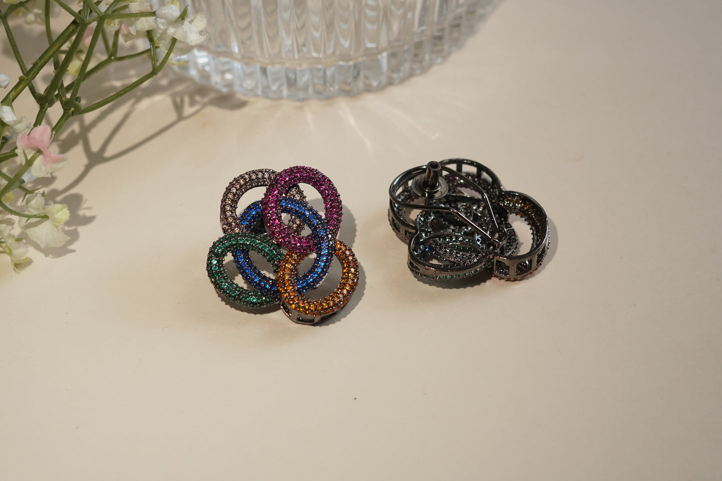 AD stone earrings (1-5208)(B)(From Turkey) - JEWELSTYLE