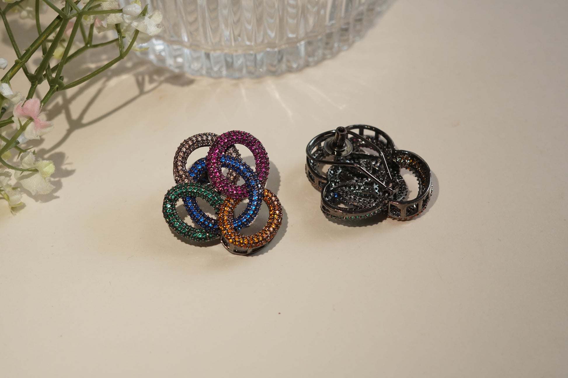 AD stone earrings (1-5208)(B)(From Turkey) - JEWELSTYLE