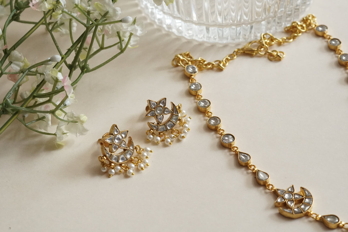 Kundan Necklace Set( 4-9215)(R)