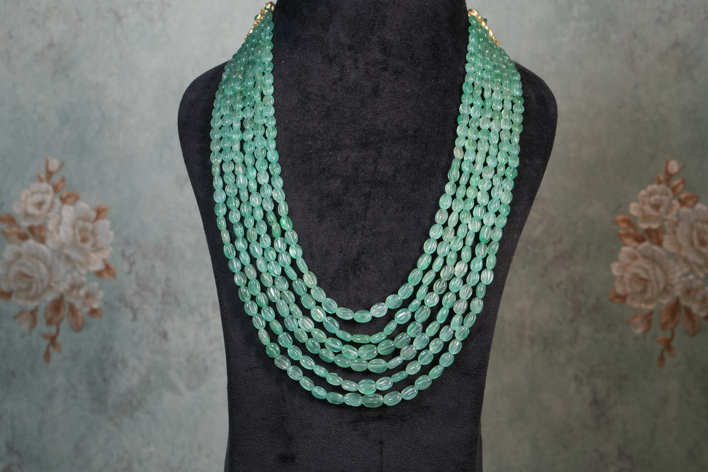 6 Line Green beads Necklace ( 4-9110)(R)