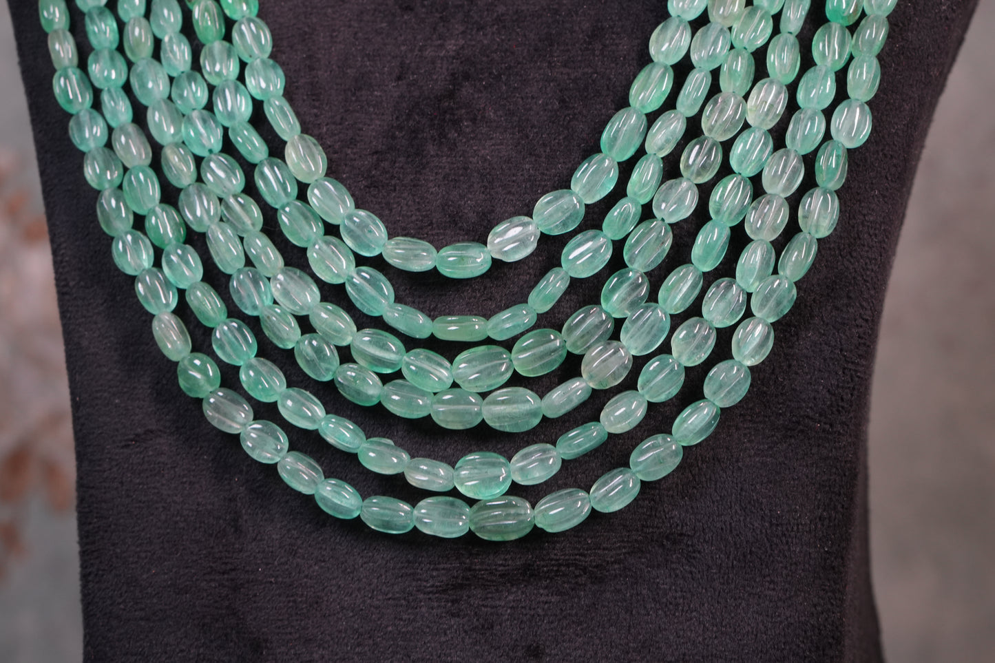 6 Line Green beads Necklace ( 4-9110)(R)