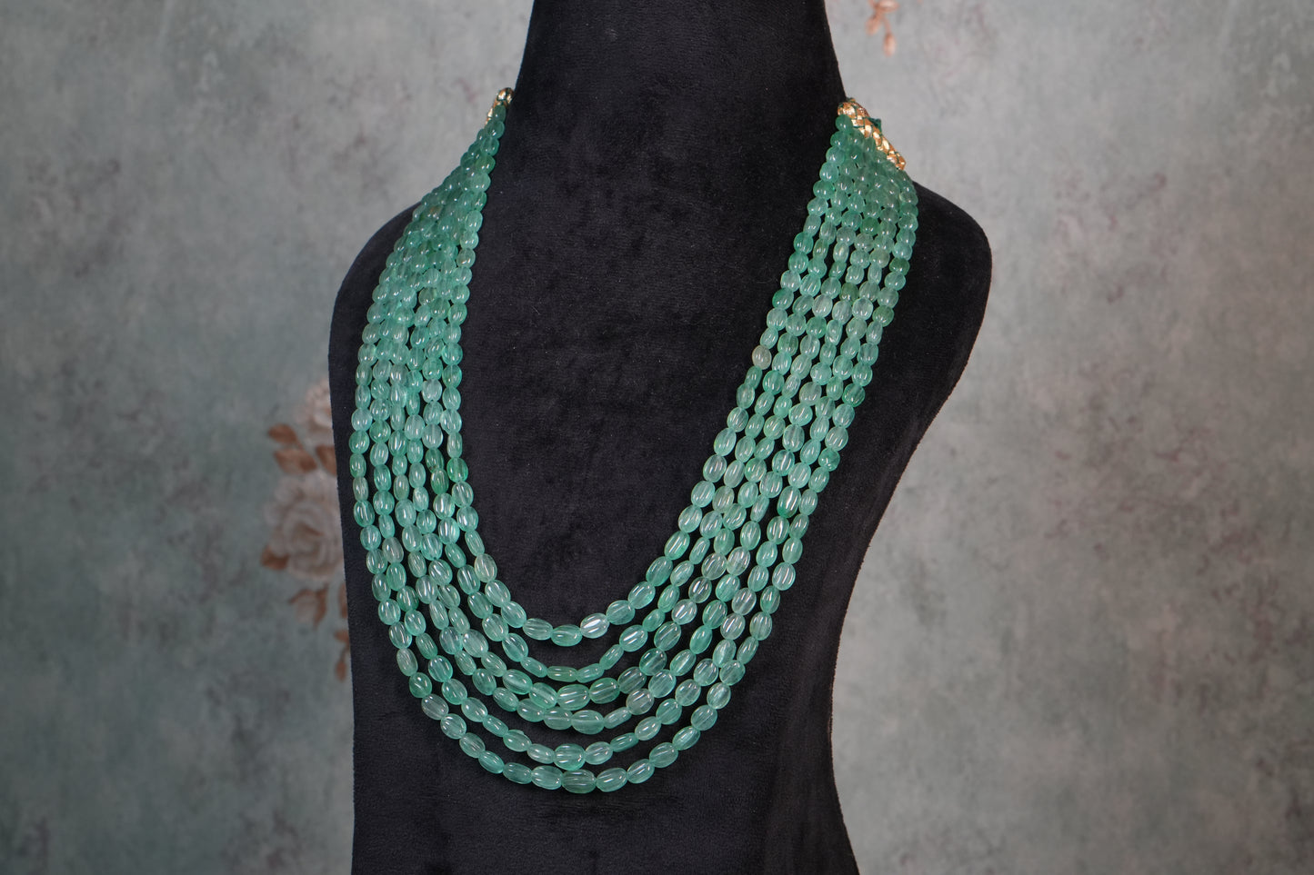 6 Line Green beads Necklace ( 4-9110)(R)