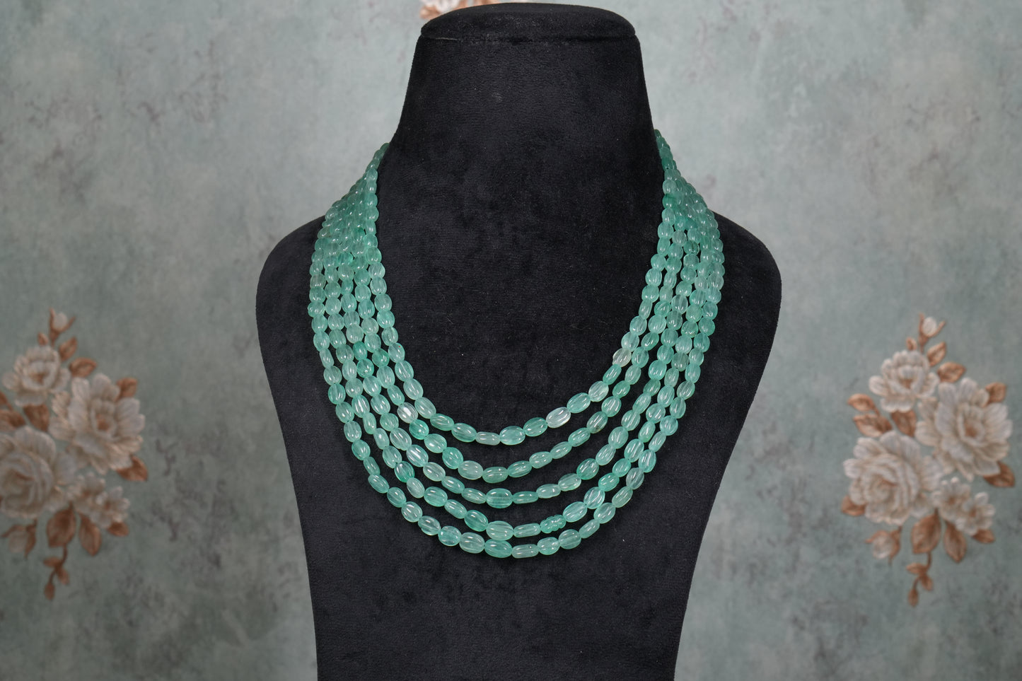 5 Line Real beads Green Necklace ( 4-9111)(R)