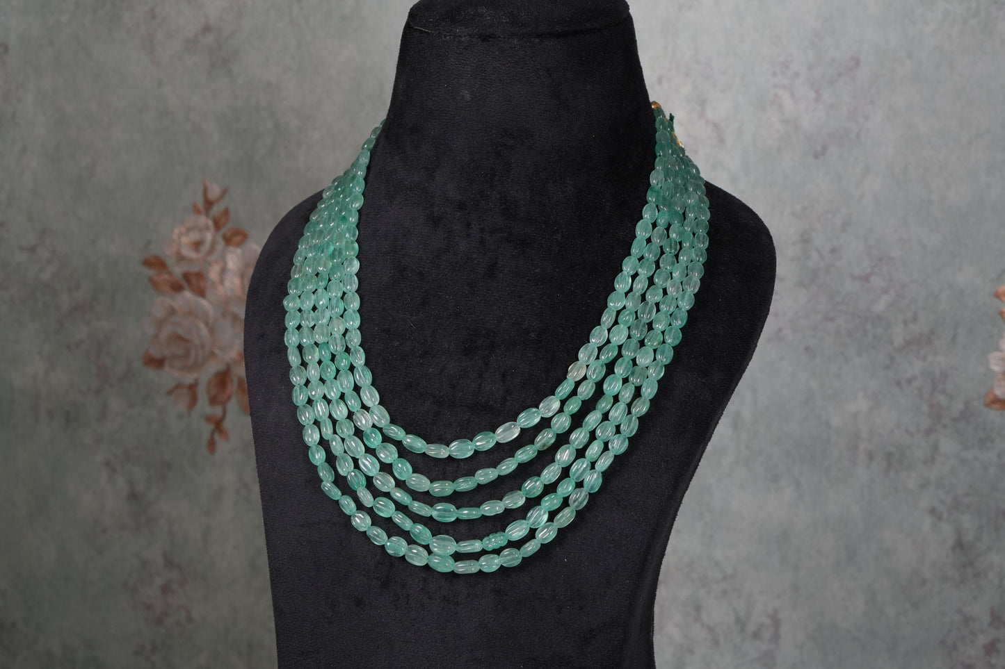 5 Line Real beads Green Necklace ( 4-9111)(R)